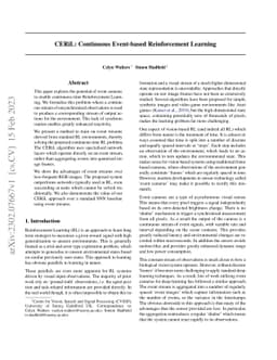 CERiL: Continuous Event-based Reinforcement Learning