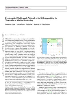 Event-guided Multi-patch Network with Self-supervision for Non-uniform
  Motion Deblurring