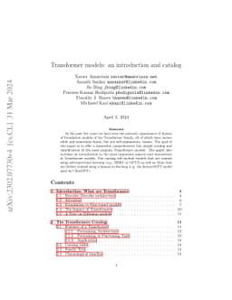 Transformer models: an introduction and catalog
