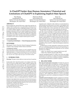 Is ChatGPT better than Human Annotators? Potential and Limitations of
  ChatGPT in Explaining Implicit Hate Speech