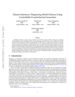 Dataset Interfaces: Diagnosing Model Failures Using Controllable
  Counterfactual Generation