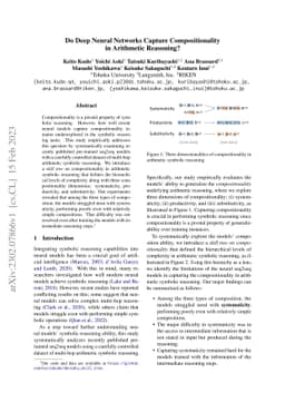 Do Deep Neural Networks Capture Compositionality in Arithmetic
  Reasoning?