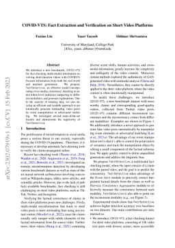 COVID-VTS: Fact Extraction and Verification on Short Video Platforms