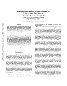 Commonsense Reasoning for Conversational AI: A Survey of the State of
  the Art