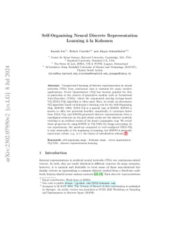 Self-Organising Neural Discrete Representation Learning à la Kohonen