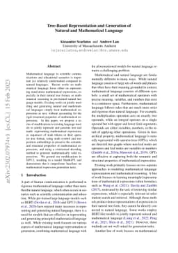 Tree-Based Representation and Generation of Natural and Mathematical
  Language