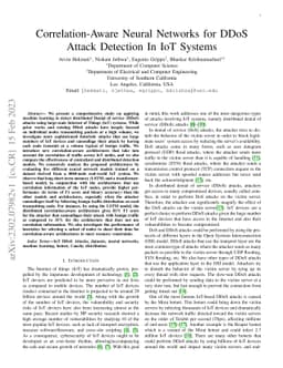 Correlation-Aware Neural Networks for DDoS Attack Detection In IoT
  Systems
