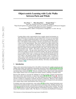 Object-centric Learning with Cyclic Walks between Parts and Whole