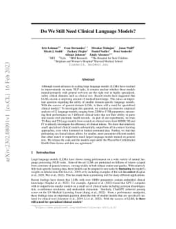 Do We Still Need Clinical Language Models?