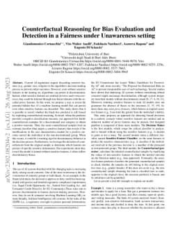Counterfactual Reasoning for Bias Evaluation and Detection in a Fairness
  under Unawareness setting
