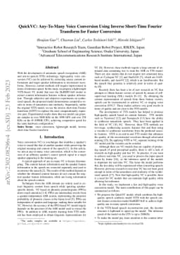 QuickVC: Any-to-many Voice Conversion Using Inverse Short-time Fourier
  Transform for Faster Conversion