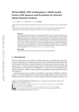 NUAA-QMUL-AIIT at Memotion 3: Multi-modal Fusion with
  Squeeze-and-Excitation for Internet Meme Emotion Analysis