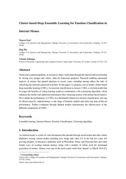 Cluster-based Deep Ensemble Learning for Emotion Classification in
  Internet Memes