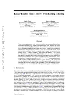 Linear Bandits with Memory: from Rotting to Rising