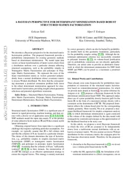 A Bayesian Perspective for Determinant Minimization Based Robust
  Structured Matrix Factorizatio