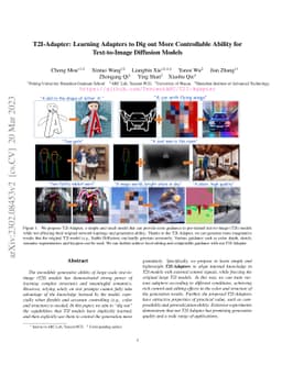 T2I-Adapter: Learning Adapters to Dig out More Controllable Ability for
  Text-to-Image Diffusion Models