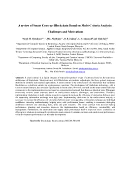 A review of Smart Contract Blockchain Based on Multi-Criteria Analysis:
  Challenges and Motivations