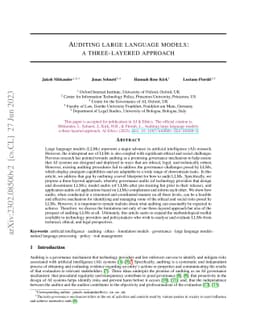 Auditing large language models: a three-layered approach