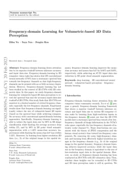 Frequency-domain Learning for Volumetric-based 3D Data Perception