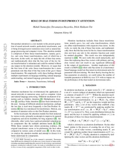 Role of Bias Terms in Dot-Product Attention