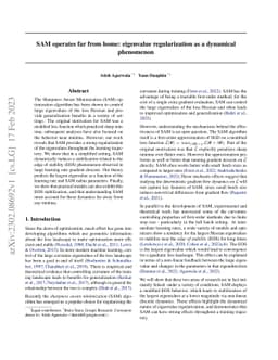 SAM operates far from home: eigenvalue regularization as a dynamical
  phenomenon