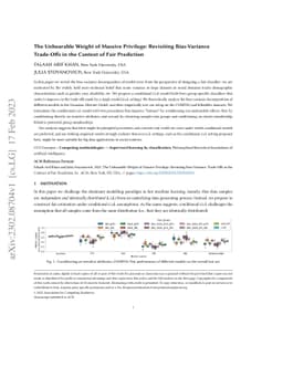 The Unbearable Weight of Massive Privilege: Revisiting Bias-Variance
  Trade-Offs in the Context of Fair Prediction