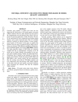 EEP-3DQA: Efficient and Effective Projection-based 3D Model Quality
  Assessment