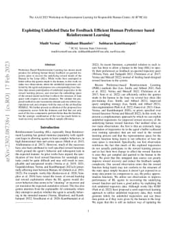 Exploiting Unlabeled Data for Feedback Efficient Human Preference based
  Reinforcement Learning
