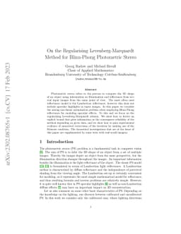 On the Regularising Levenberg-Marquardt Method for Blinn-Phong
  Photometric Stereo