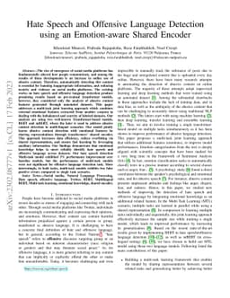Hate Speech and Offensive Language Detection using an Emotion-aware
  Shared Encoder