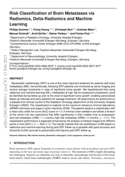 Risk Classification of Brain Metastases via Radiomics, Delta-Radiomics
  and Machine Learning