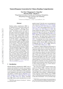 Natural Response Generation for Chinese Reading Comprehension