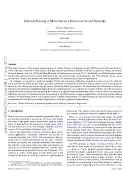 Optimal Training of Mean Variance Estimation Neural Networks