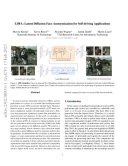 LDFA: Latent Diffusion Face Anonymization for Self-driving Applications