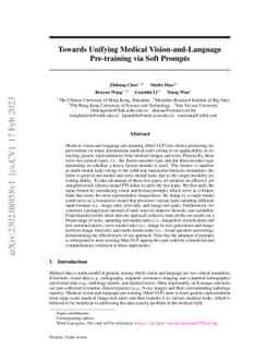 Towards Unifying Medical Vision-and-Language Pre-training via Soft
  Prompts