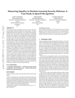 Measuring Equality in Machine Learning Security Defenses: A Case Study
  in Speech Recognition