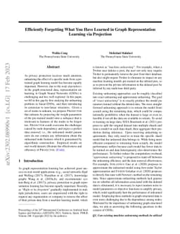 Efficiently Forgetting What You Have Learned in Graph Representation
  Learning via Projection