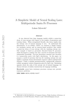 A Simplistic Model of Neural Scaling Laws: Multiperiodic Santa Fe
  Processes