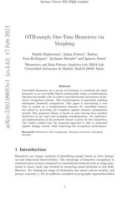 OTB-morph: One-Time Biometrics via Morphing