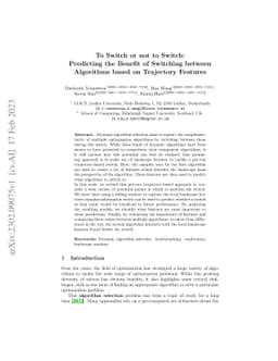 To Switch or not to Switch: Predicting the Benefit of Switching between
  Algorithms based on Trajectory Features