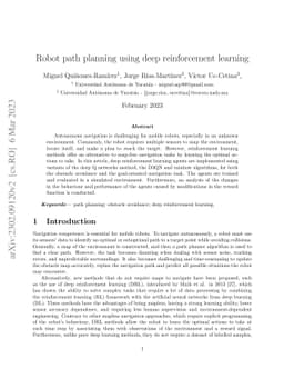 Robot path planning using deep reinforcement learning