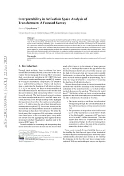 Interpretability in Activation Space Analysis of Transformers: A Focused
  Survey
