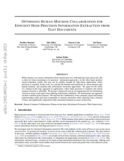 Optimising Human-Machine Collaboration for Efficient High-Precision
  Information Extraction from Text Documents