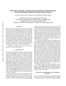 Front-End Adapter: Adapting Front-End Input of Speech based
  Self-Supervised Learning for Speech Recognition