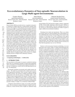 Eco-evolutionary Dynamics of Non-episodic Neuroevolution in Large
  Multi-agent Environments