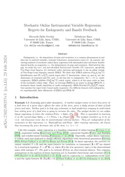 Stochastic Online Instrumental Variable Regression: Regrets for
  Endogeneity and Bandit Feedback