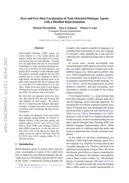 Zero and Few-Shot Localization of Task-Oriented Dialogue Agents with a
  Distilled Representation