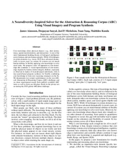A Neurodiversity-Inspired Solver for the Abstraction \& Reasoning Corpus
  (ARC) Using Visual Imagery and Program Synthesis