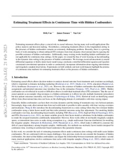 Estimating Treatment Effects in Continuous Time with Hidden Confounders