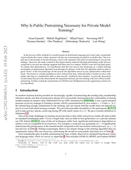 Why Is Public Pretraining Necessary for Private Model Training?
